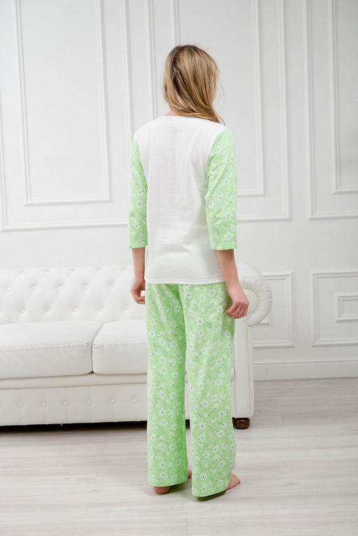 Пижама женская из футера Кисонька нежно-зеленый - Амадэль фото 6