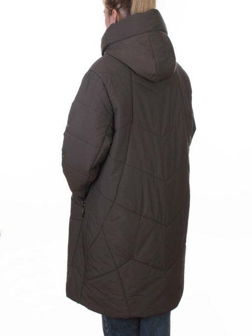 A618 GRAY/BROWN Пальто зимнее женское (верблюжья шерсть, 120 гр. холлофайбер)