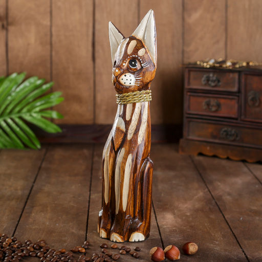 Сувенир дерево "Коричневая кошка" 4,5х9х30 см