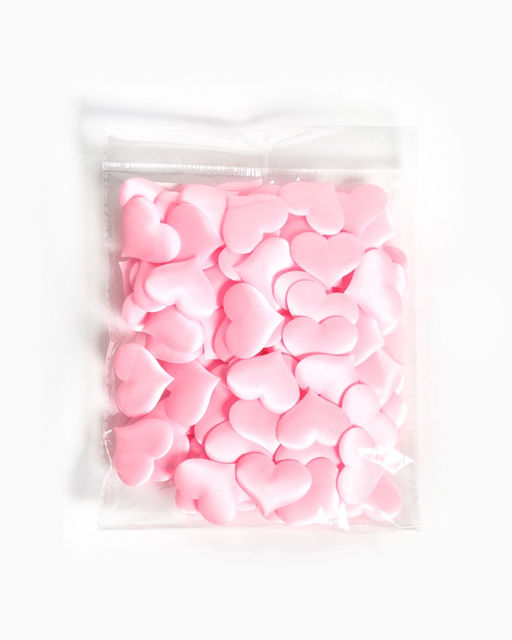 Сердечки декоративные атласные 3.5 см, розовые, 100 штук