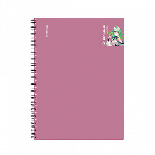 Цена за 1 шт. Тетрадь общая с пластиковой обложкой на спирали ErichKrause Manga розовый, А4, 80 листов, клетка