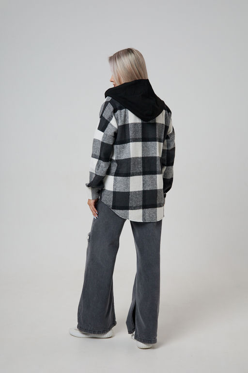 Рубашка женская в клетку с капюшоном РЖКК-01
