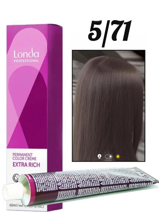 Стойкая краска 5/71 светлый шатен коричнево-пепельный LondaColor