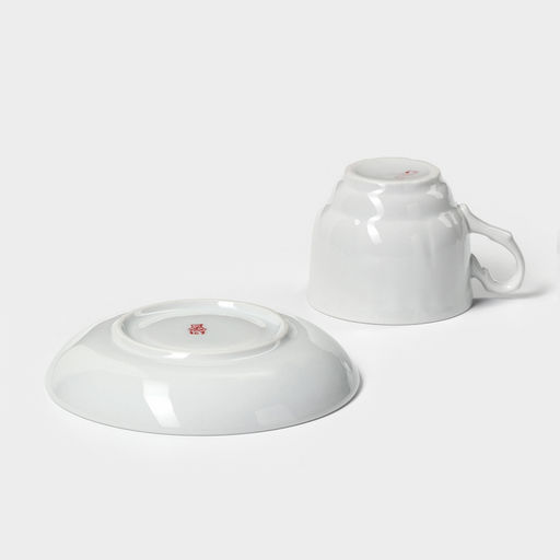 Чайная пара Добрушский завод «Бельё»: 2 предмета: чашка 250 мл, блюдце d=15 см, фарфор, белая