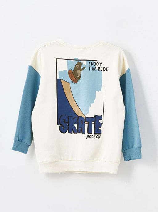 Bisiklet Yaka Uzun Kollu Bask?l? Erkek Bebek Sweatshirt - Waikiki фото 3