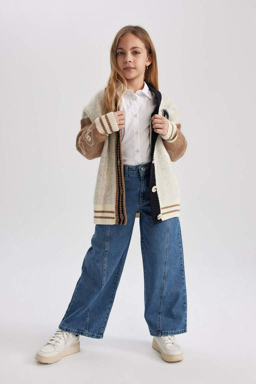 Кардиган для девочек с V-образным вырезом - Defacto фото 6