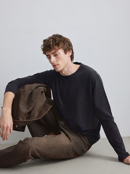 Bisiklet Yaka Erkek Sweatshirt