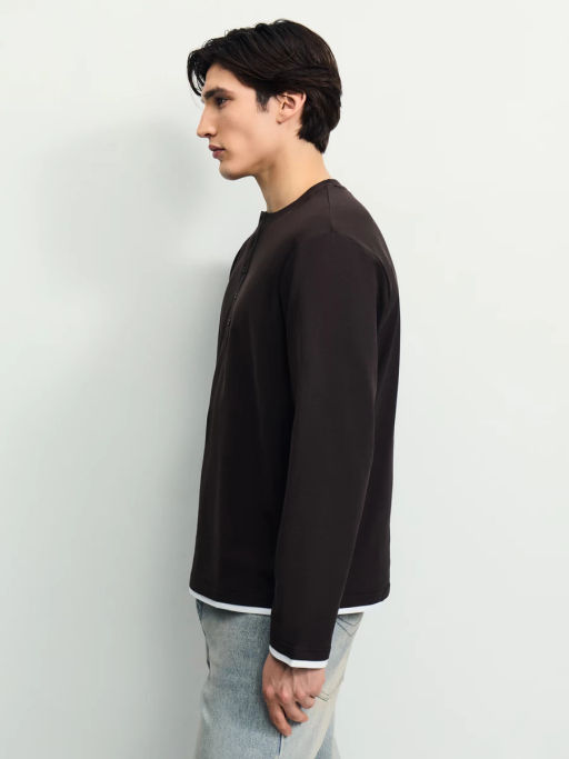 Контрастный лонгслив хенли / Zarina  фото 5