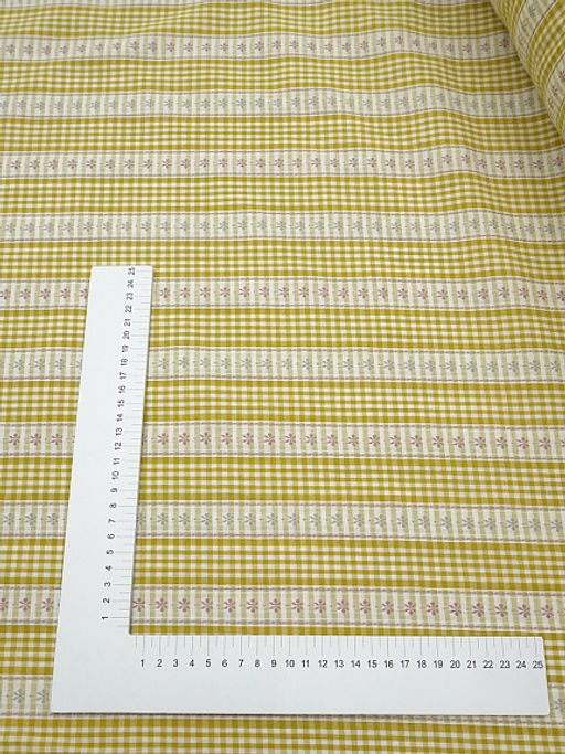 Вареный (стираный) хлопок Вышивка-цветочки цв.желто-оливковый, ш.2.5м, хлопок-100%, 150гр/м.кв - Купава фото 7