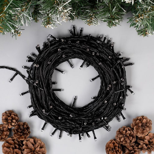 УЦЕНКА Гирлянда Нить 20 м, IP20, 200 LED, 220 В, 8 режимов, тёмная нить, свечение фиолетовое - Luazon lighting фото 7