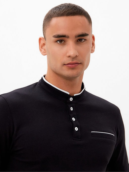 Лонгслив поло мужской MINAKU: Basic line MAN, чёрный, размер 54