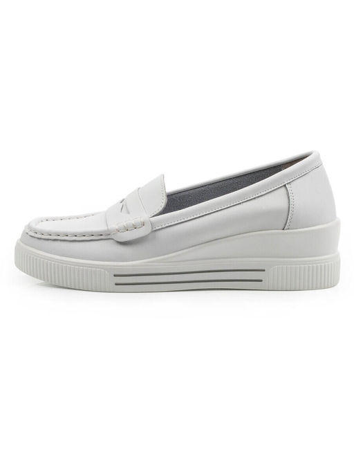 03-YD122-3 WHITE Лоферы женские (натуральная кожа)