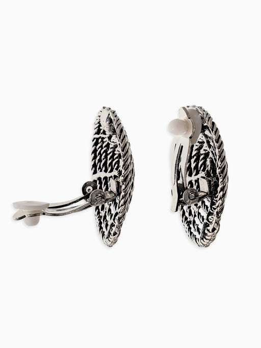 Цена за 2 шт. Клипсы "Винтаж" круг из веревки, цвет чернёное серебро