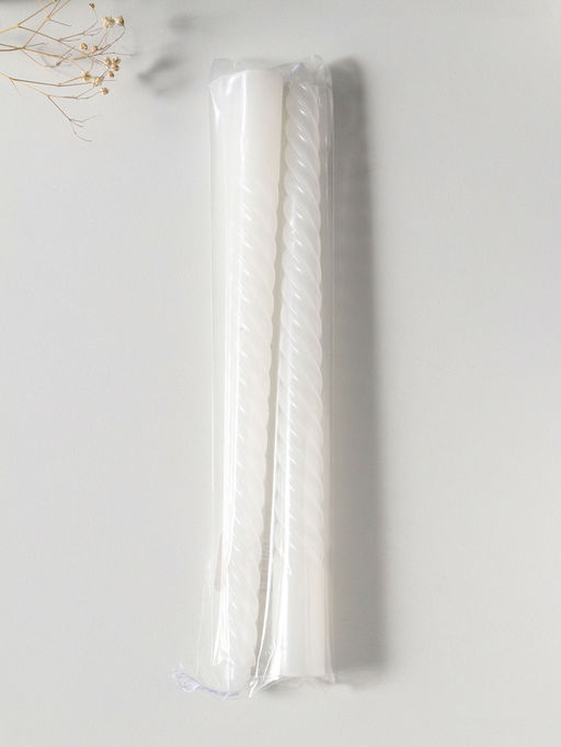 Цена за 2 шт. Свеча витая 25 см (набор 2 шт) 57 гр, 5 ч, цв. белый