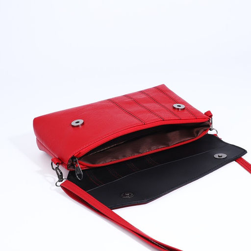Сумка-клатч на магните, длинный ремень, цвет красный - Simaland фото 7