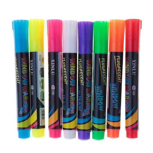 Цена за 8 шт. Маркер меловой для стекла, LED, МИКС