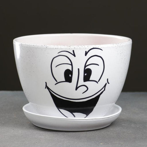 Горшок для цветов «Настроение», 1.65 л, d=17 см, h=13 см, керамический, с поддоном