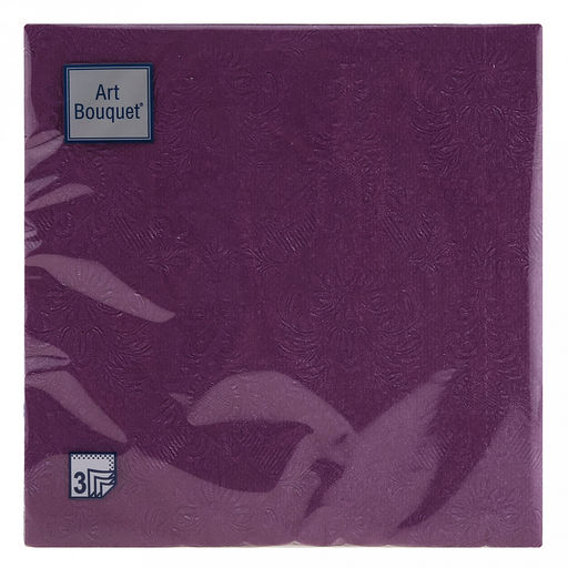 Салфетки бумажные Art Bouquet 33х33см, 3-х слойные, 16 штук в упаковке, 100% целлюлоза, Барокко. Фиолетовый (Россия) фото 2