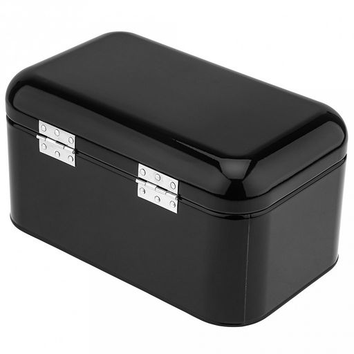 Хлебница сталь, глянцевая эмаль 30х18см h16см, s0,4мм, откидная крышка, цвет - черный, в индивидуальной коробке (Китай)