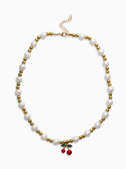 Набор 2 пред-а: серьги. кулон "Вишня" жемчуг, цветной в золоте