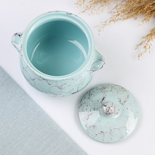 Горшочек для запекания Борисовская керамика «Романтика», 650 мл, 12.5×11.5 см, голубой