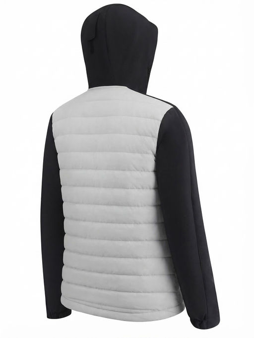 Куртка мужская гибридная стёганая с капюшоном с графеновой подкладкой бежевого цвета 9627_1B