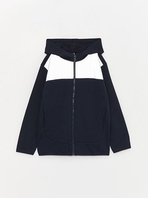 Kap??onlu Uzun Kollu Reflekt?r Detayl? Erkek ?ocuk Fermuarl? Sweatshirt - Waikiki фото 3