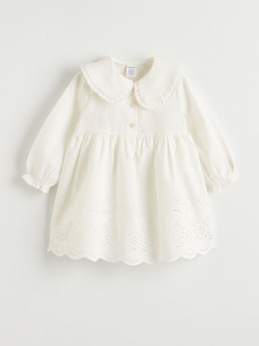 Bebe Yaka Brodeli K?z Bebek Elbise