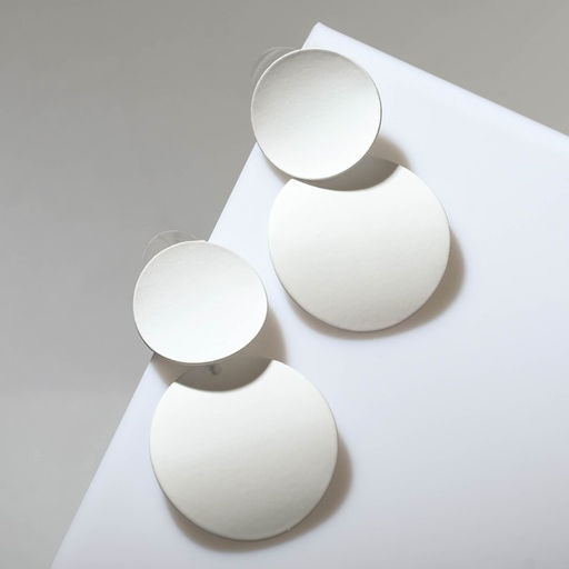 Серьги металл Леди круги, дуо, цвет белый