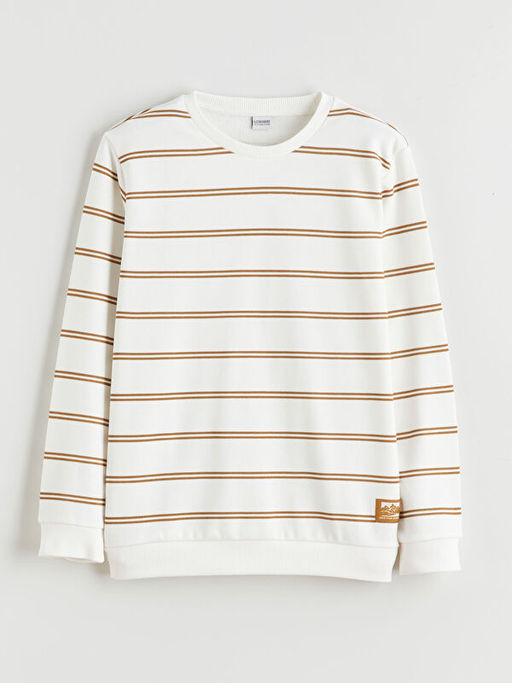 Bisiklet Yaka ?izgili Erkek ?ocuk Sweatshirt