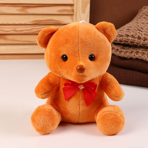 Мягкая игрушка «Мишка», с бантиком, 20 см, с присоской, коричневый