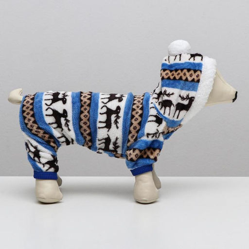 Комбинезон Олени с капюшоном, размер L (ДС 35 см, ОГ 45 см, ОШ 35 см), голубой - Simaland фото 17