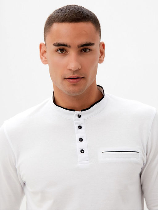 Лонгслив поло мужской MINAKU: Basic line MAN, белый, размер 52