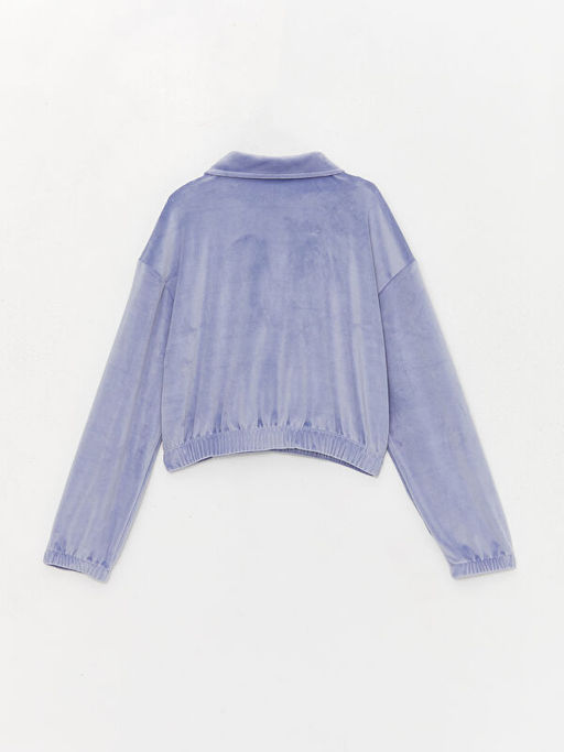 Polo Yaka Basic Uzun Kollu Kadife K?z ?ocuk Sweatshirt ve Tayt - Waikiki фото 3