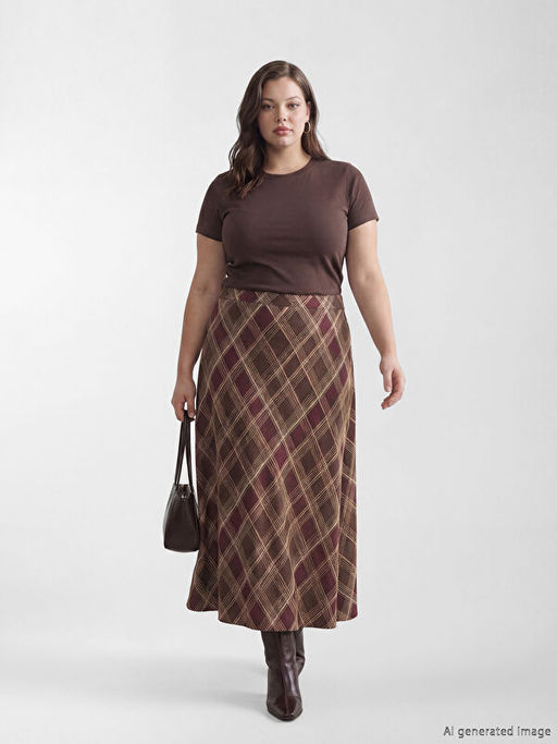 Beli Lastikli Baklava Desenli A Kesim Etek