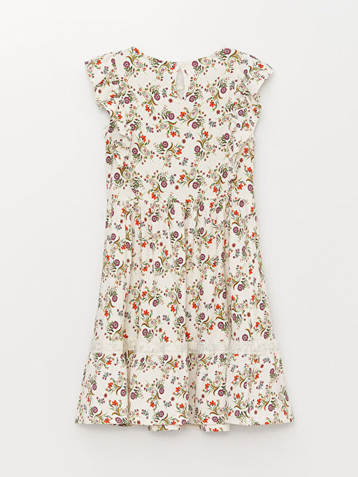 Bisiklet Yaka Desenli K?sa Kollu K?z ?ocuk Elbise ve Toka - Waikiki фото 2