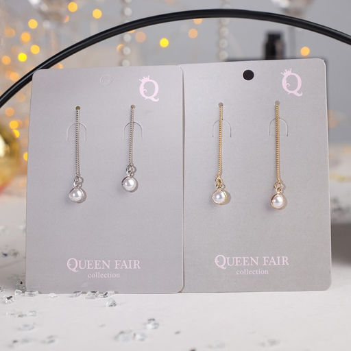 Серьги с жемчугом Цепочки ласка, цвет МИКС - Queen fair фото 2