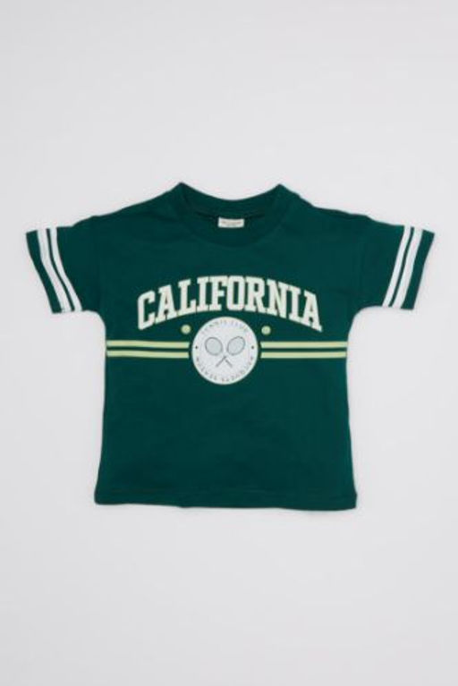 Erkek Bebek Bisiklet Yaka Spor Bask?l? K?sa Kollu Tisort