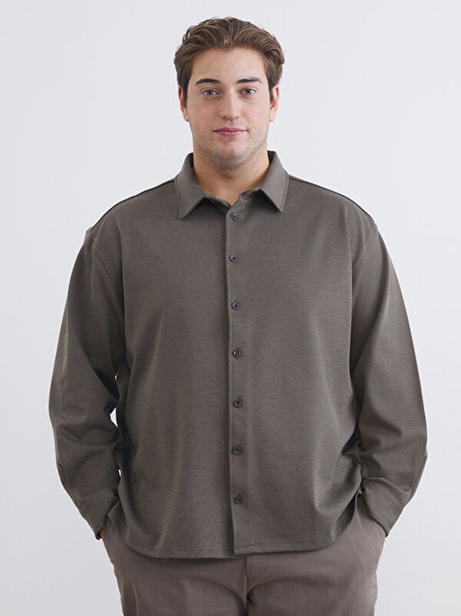 B?y?k Beden Regular Fit Uzun Kollu Erkek G?mlek