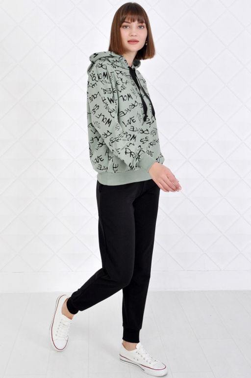 Арт. 2350 Костюм с брюками женский 44-52 (5 шт) Цвет:верх- полынь, низ-черный - Калинка фото 3