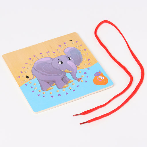 Шнуровка слоник «Учим алфавит» 14.5×14.5×0.5 см