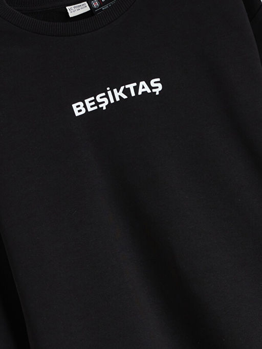 Bisiklet Yaka Erkek ?ocuk Be?ikta? Bask?l? Sweatshirt - Waikiki фото 3