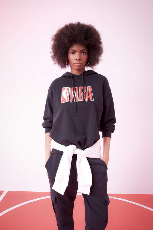 DeFactoFit Толстовка Oversize с капюшоном и надписью NBA Oversize
