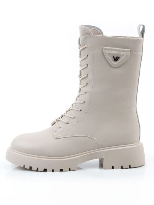 04-PAM366-2Z LT. BEIGE Ботинки зимние женские (натуральная кожа, 100% шерсть)