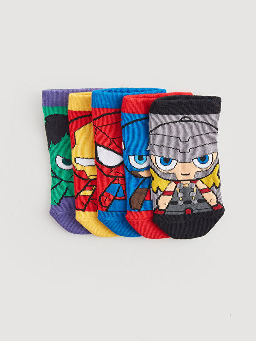 Spider-Man Desenli Erkek ?ocuk Patik ?orap 5li