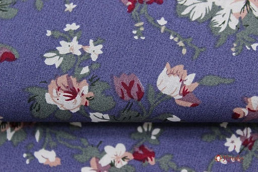 Импорт. хлопок Большие пионы на темном фиолетово-сером, ВИД2, ш.1.48м, хлопок-100%, 110гр/м.кв - Купава фото 2