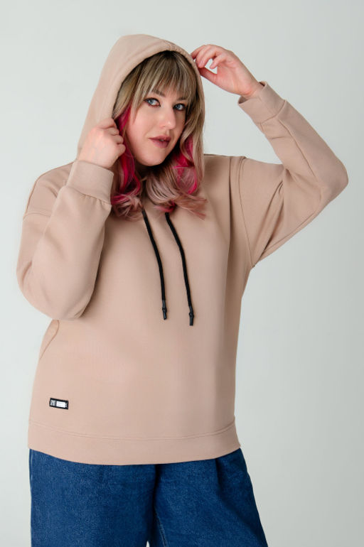 Арт. 15116 Худи женское с капюшоном 46-54 (5 шт) Цвет:бежевый