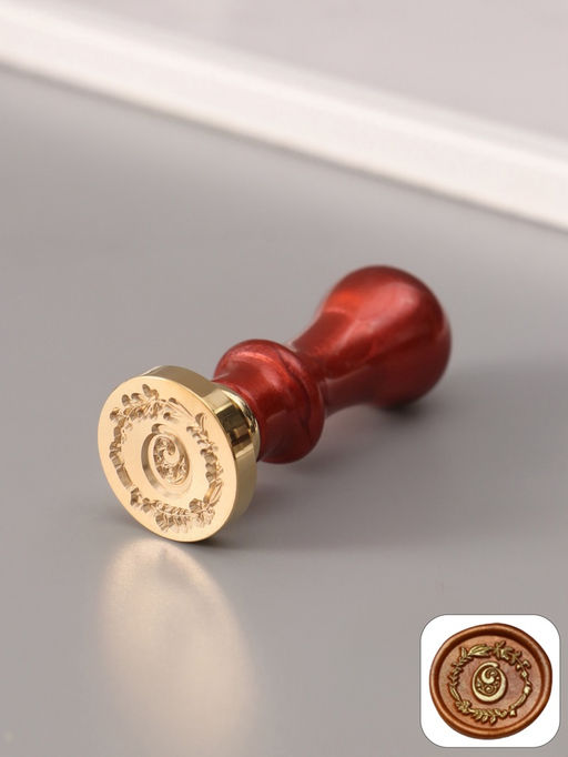 Печать для сургуча с пластиковой ручкой «Венок с буквой O», 2.5×2.5×6.3 см