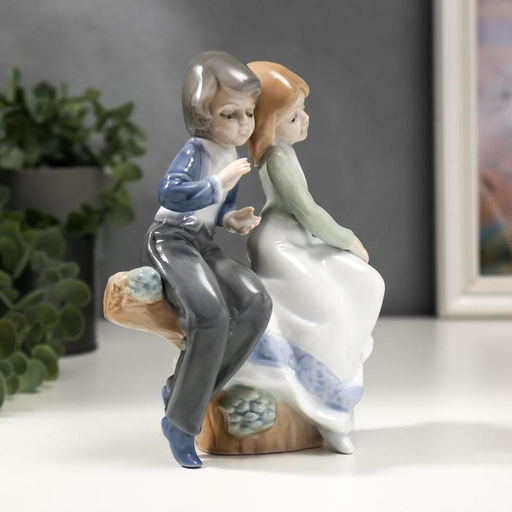Фигурка керамика «Детишки на заборчике», цветной, 17×6.5×12 см
