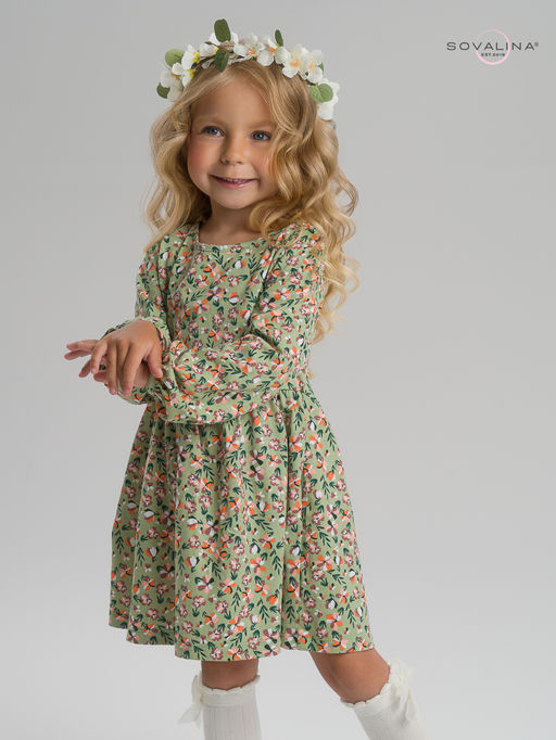Платье Моана цветочки на хаки - Sovalina фото 14